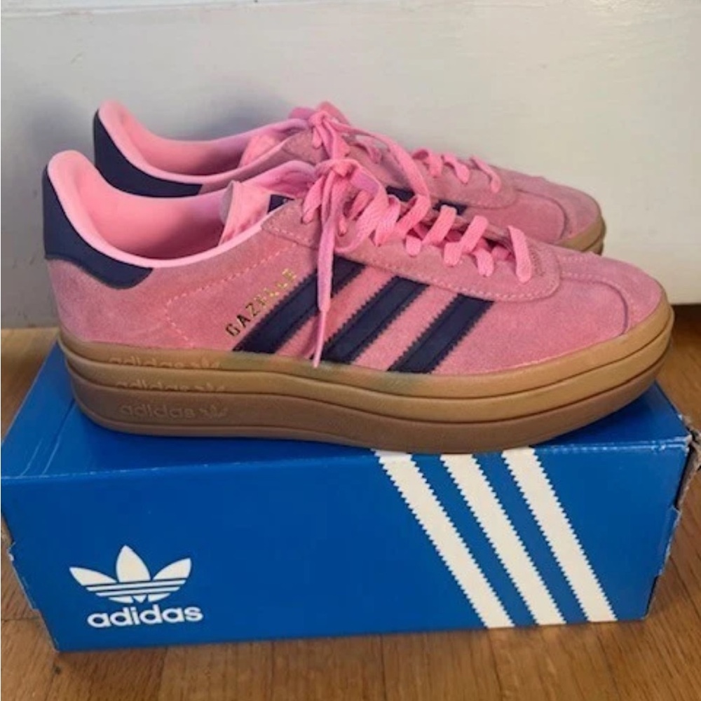 adidas Gazelle Platform Pink with Navy and Gum Sole